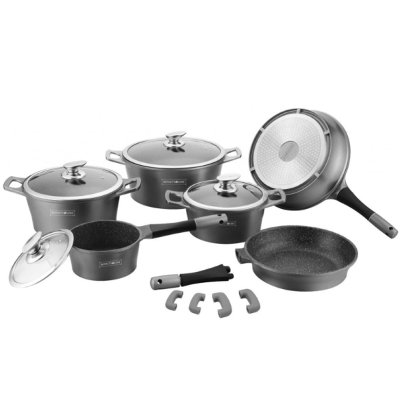 Cookware Master Collection – Die Cast Alu – 14Pcs – Silver– Royalty Line