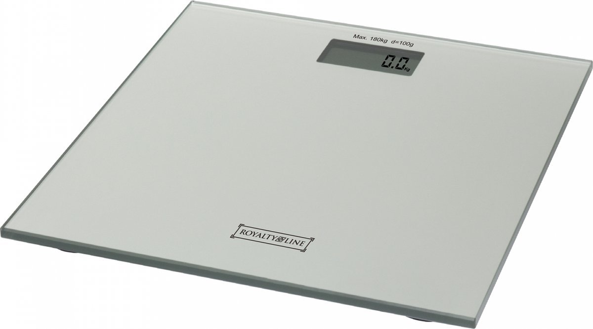 Personal Digital Scale With LCD Screen - Max 180 Kg - Incl. Battery - Silver - Royalty Line