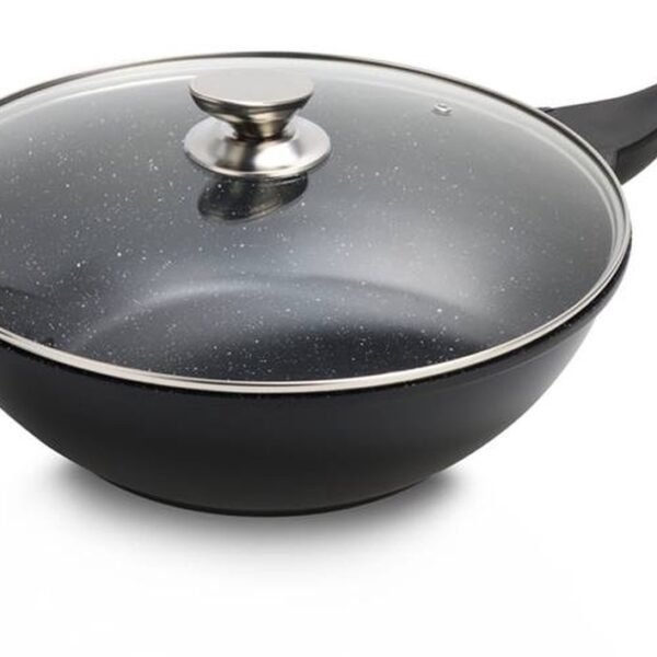 Wok - Die Cast - Non Stick Greblon Marble Coated - 3.7L / 28 cm - Royalty Line