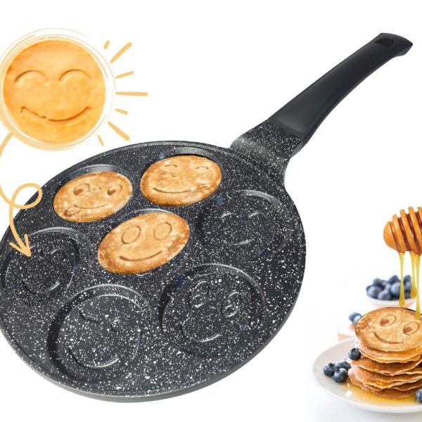 pancake pan smiley emoji - 7 Hole - Marble Coating - Cheffinger